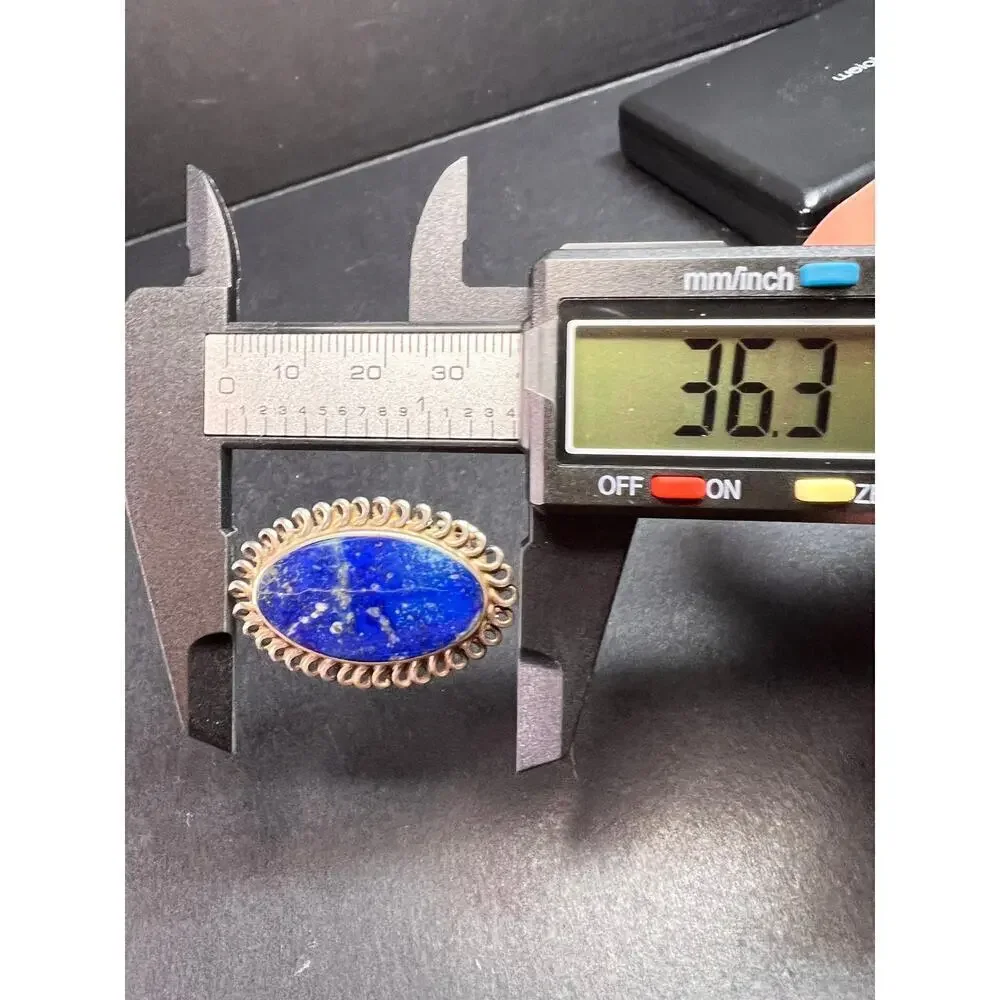 Vintage 950 silver lapis lazuli brooch pin